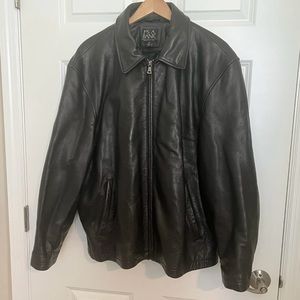 Men's Jos A Bank Pebbled Leather Jacket Black Size XL